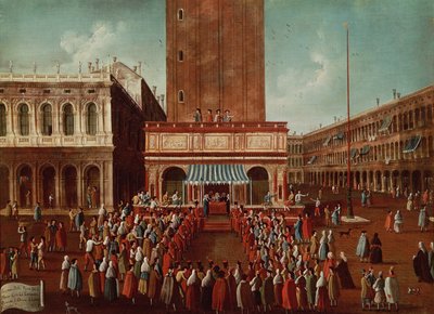 Openbare loterij bij de Loggetta, het Piazza San Marco, Venetië door Gabriele Bella